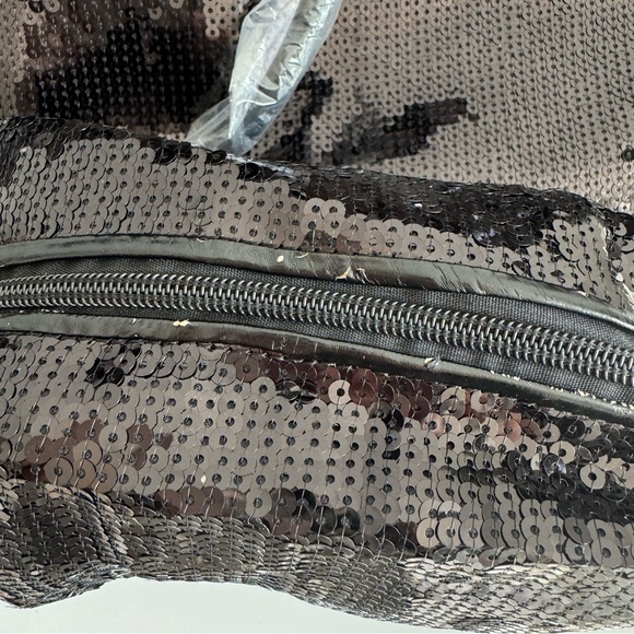 Joan Boyce Glam Black Sequins Overnight Oversized Travel Tote Crossbody Bag - Picture 7 of 16